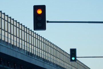Close up of a red traffic light signal