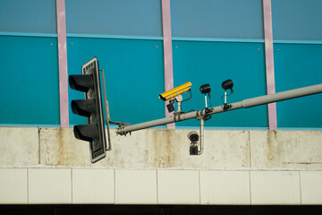 Traffic lights installation on a highway