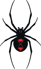 Create Spider Silhouette. Black Widow Silhouette. Halloween sticker. Vector illustration.