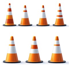 Set Of Orange And photo White Traffic Cones On White Background safety cone road cone