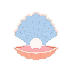 A beautiful pastel illustration of an open seashell revealing a radiant, precious pearl, symbolizing natural elegance, hidden ocean treasures, and discovery