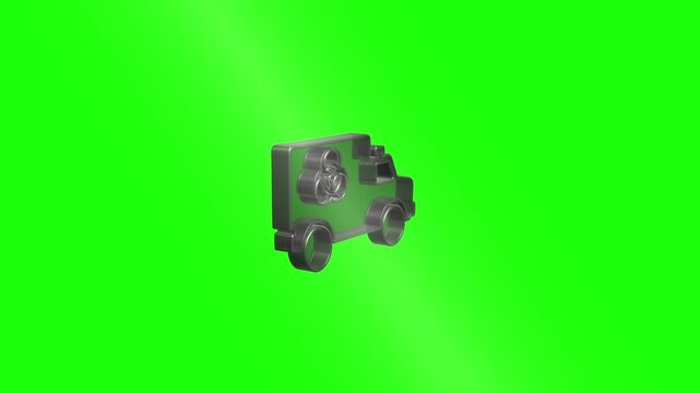 Biohazard truck symbol animating on green screen