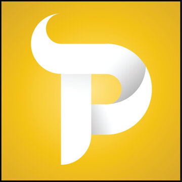Abstract Letter P Ribbon Logo with vector illustration