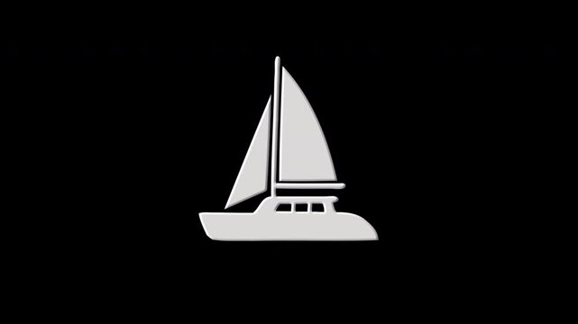 Sailing boat icon revealing from colorful particles