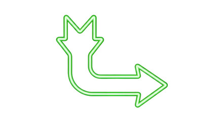 Green neon arrow pointing right with a jagged arrow head