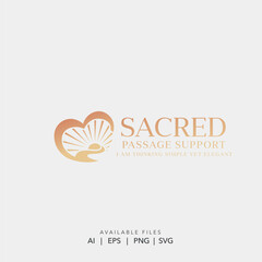 Obraz premium Compassionate hospice and palliative care logo with heart and hand, Elegant sunburst and heart symbol