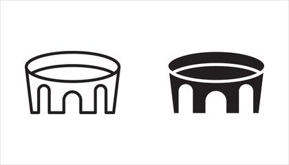 Stadium and sports arena icon set. Editable outline symbols, football stadium, arena, sports, stadium icon set, stadium vector. © Musrifnoupal