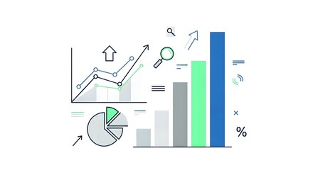 Business data analysis with graphs and charts for market research.