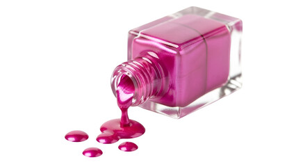 Pink Nail Polish Spilling from Glass Bottle cosmetic