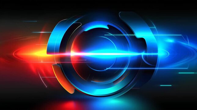 abstract futuristic ai technology background loop, colorful digital data visualization with copyspace, hightech holographic interface animation