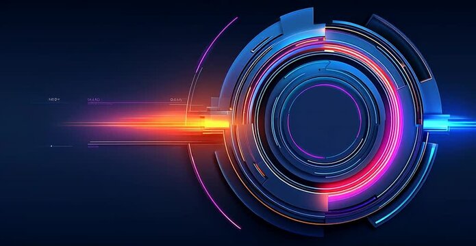 abstract futuristic ai technology background loop, colorful digital data visualization with copyspace, hightech holographic interface animation