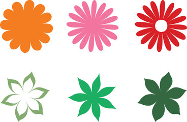 Obraz premium Vector collection of six colorful flower graphics in various hues and styles