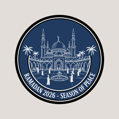 Crescent Moon Iftar Ramadan Vector Art With Mosque, Lanterns, Dates