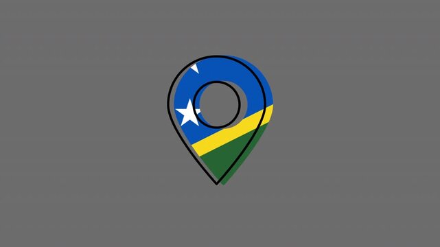Solomon islands flag map pin animation bouncing on gray background