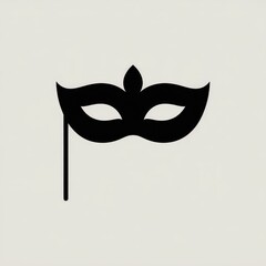 A simple black icon depicts a classic masquerade mask with a side stick.