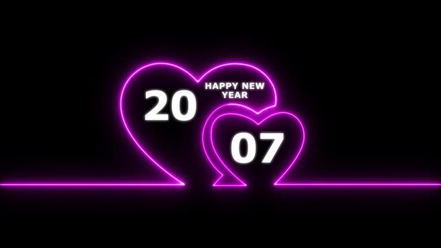 Happy valentines day hearts animation Suitable for valentines day celebration, social media post with happy new year 2007 confetti celebration. neon happy valentines day 4k video.