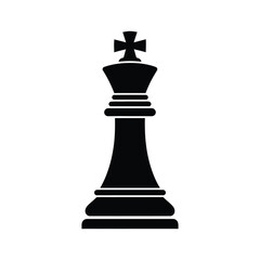Black Chess King Piece Standing Tall on White Background vector illustration