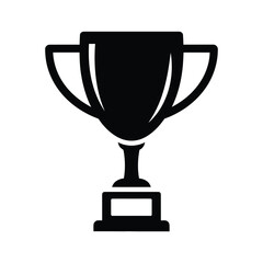 Black trophy cup icon on white background vector illustration