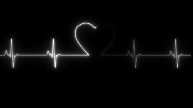 Abstract neon heartbeat signal icon animation dark background. abstract neon animation love heartbeat..