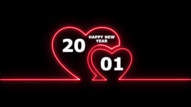 Happy valentines day hearts animation Suitable for valentines day celebration, social media post with happy new year 2001 confetti celebration. neon happy valentines day 4k video.