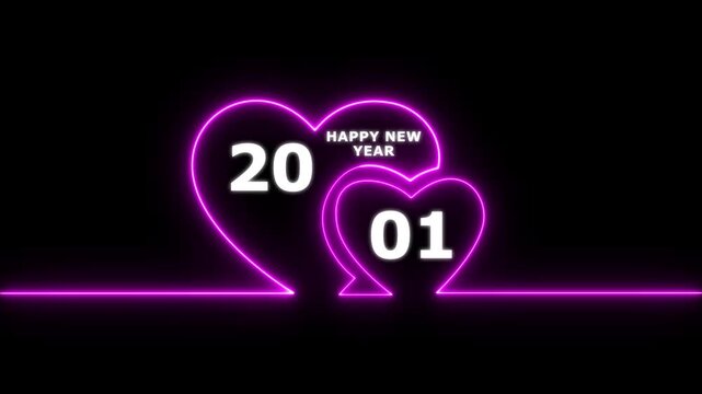 Happy valentines day hearts animation Suitable for valentines day celebration, social media post with happy new year 2001 confetti celebration. neon happy valentines day 4k video.