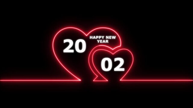 Happy valentines day hearts animation Suitable for valentines day celebration, social media post with happy new year 2002 confetti celebration. neon happy valentines day 4k video.