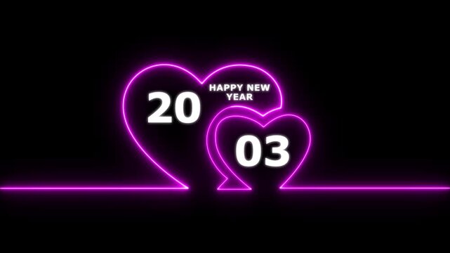 Happy valentines day hearts animation Suitable for valentines day celebration, social media post with happy new year 2003 confetti celebration. neon happy valentines day 4k video.