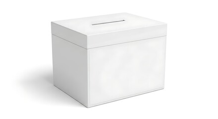 White Ballot Box with Slot for Voting or Collection.