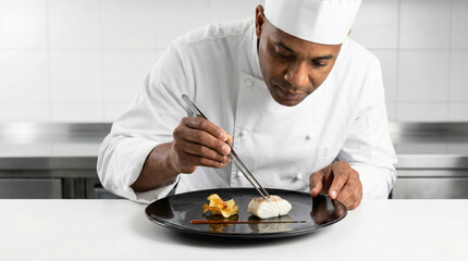Professional Chef Plating Gourmet Dish
