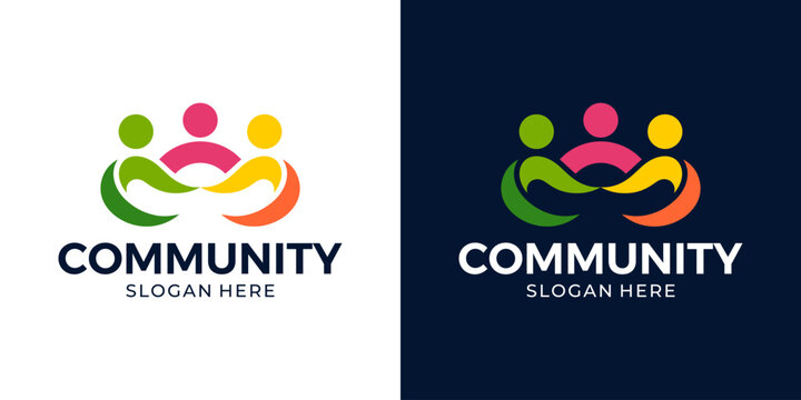 Creative community logo design. People family together human unity logo and team work design graphic vector illustration. Symbol, icon, creative.