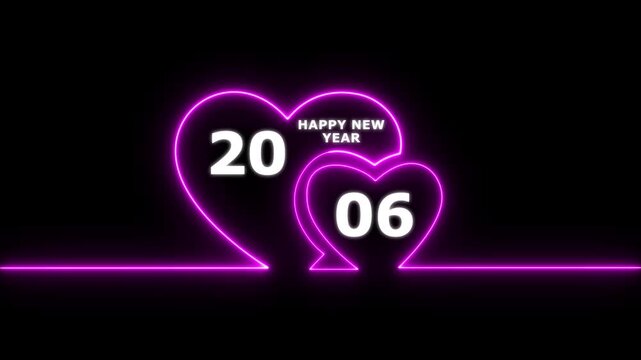 Happy valentines day hearts animation Suitable for valentines day celebration, social media post with happy new year 2006 confetti celebration. neon happy valentines day 4k video.