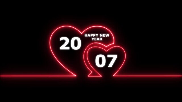 Happy valentines day hearts animation Suitable for valentines day celebration, social media post with happy new year 2007 confetti celebration. neon happy valentines day 4k video.