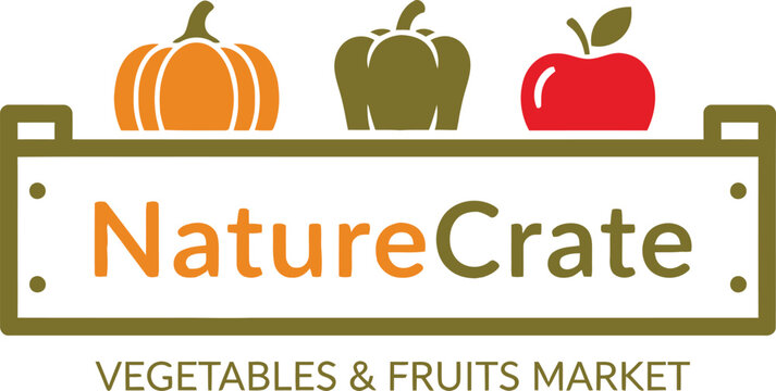 Minimalist Natural logo for healthy vegetables and fruits market branding vector illustration