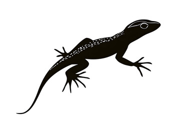 Obraz premium Silhouetted Lizard: A sleek, dark lizard is captured in a minimalist style, its form defined against the backdrop. It embodies nature's design. 