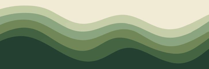 Obraz premium Abstract Wavy Landscape Background with Green Gradient Hills and Waves