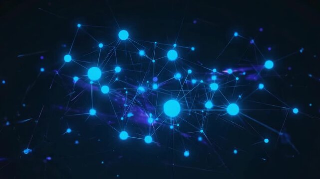 Blueglowingnodesconnectedbylinesondarkbackground  representingnetworkconcept