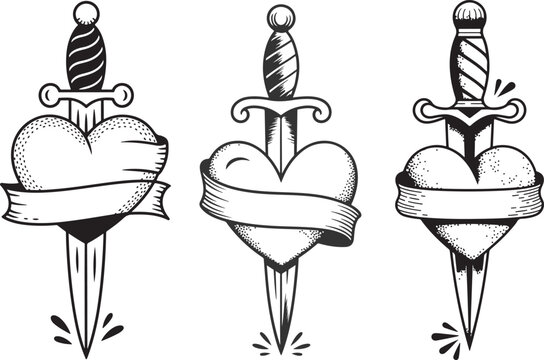 Heart with dagger tattoo designs  heart with dagger through it  tattoo art  heart and dagger tattoo  tattoo designs  heart tattoos  dagger tattoos  tattoo illustrations