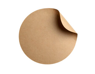 Elevated Kraft Paper Circle: A minimalist composition showcasing a single kraft paper circle with a curled edge, offering a glimpse into the texture and form of this natural material.