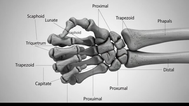 Detailed Human Hand Skeleton with Anatomical Labels for Medical Study