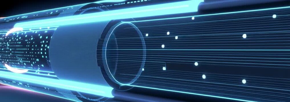 abstract futuristic ai technology background, colorful digital data visualization, hightech holographic interface animation