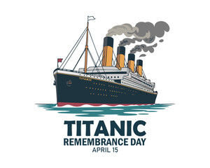 Obraz premium Titanic Remembrance Day Graphic Design Featuring the Ship.