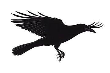 Obraz premium Raven's Aerial Dance: A raven, with its stark black silhouette against the sky, embodies freedom and grace during flight. This artwork celebrates the beauty of nature and the power of its form