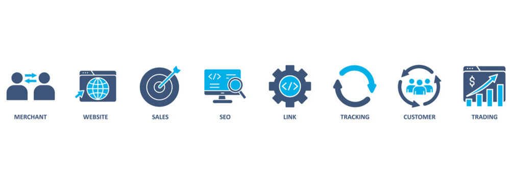 Banner affiliate marketing concept business partnership, referral program, vector illustration 