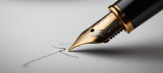The Fountain Pen Nib Creating an Elegant Signature Line on Textured Paper