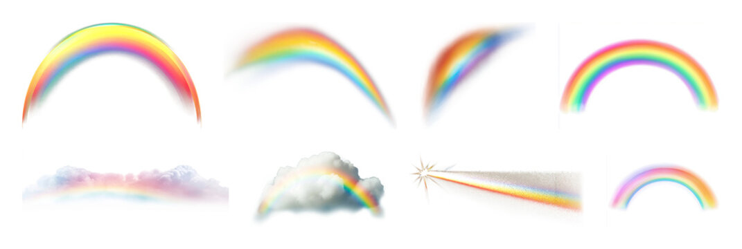 PNG Vibrant rainbow illustrations collection on transparent background