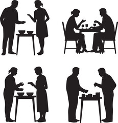 Fototapeta premium Minimal Muslim Family Meal and Dining Icons for Banners and Social Media