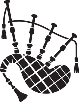 Music illustration scottish silhouette instrument logo scotland icon bagpipe outline traditional tartan kilt culture play pipe tradition costume bagpiper shape bagpipes celtic highlander for vector