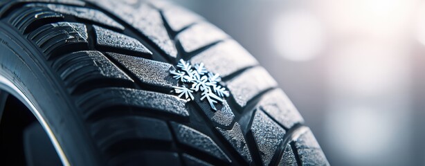 The tire with a snowflake emblem showing winter tread and high traction performance