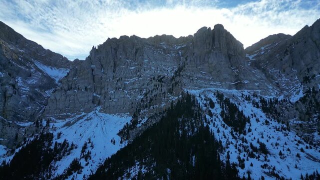 Birds-eye view of mountains in Prat del Cadí 4k drone