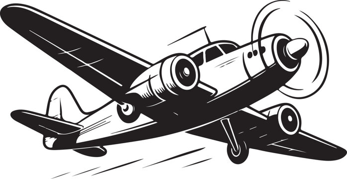 Silhouette of a fast moving plane with speed lines, representing motion and acceleration. Isolated on a white background. Vector illustration